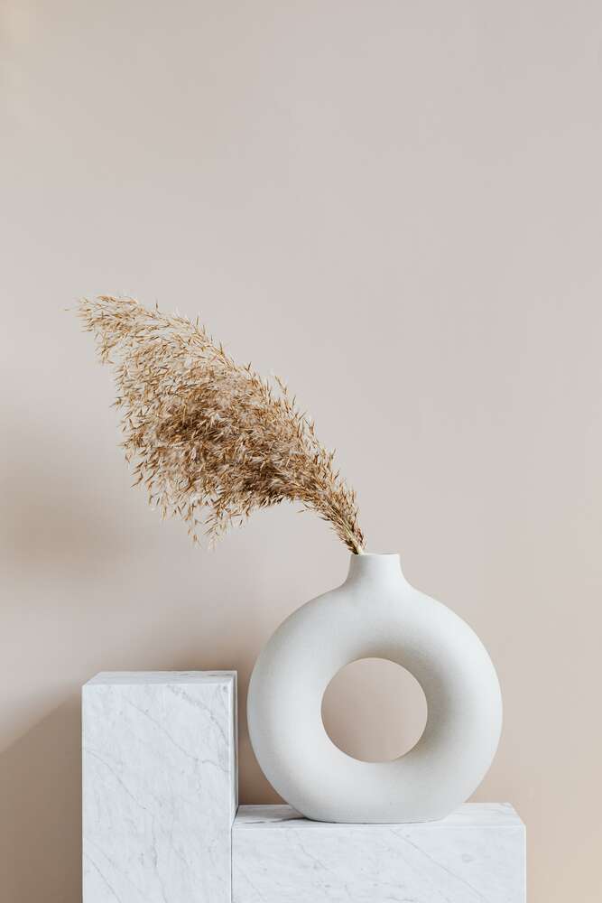 картина-постер Сухая трава в круглой вазе