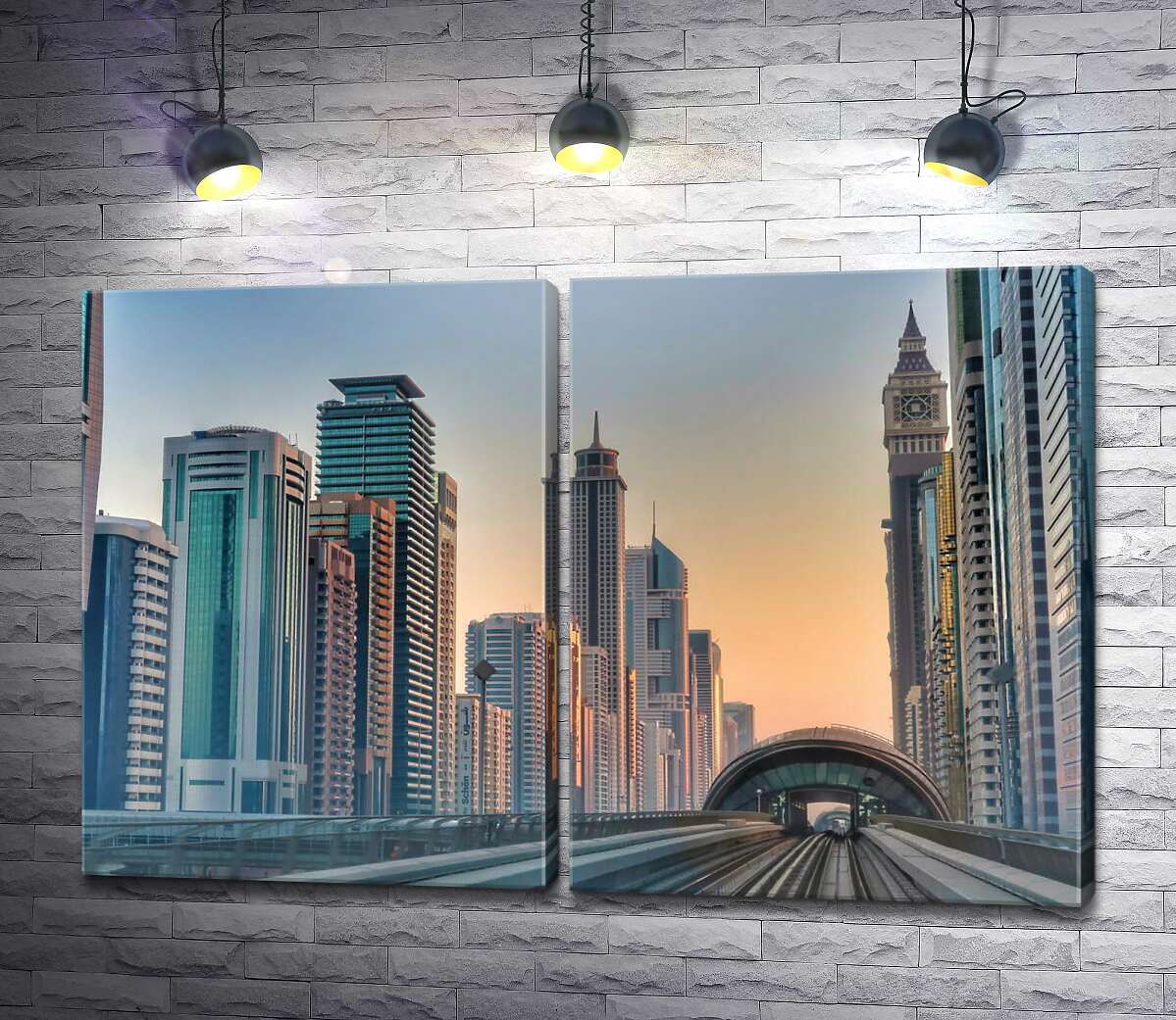 модульная картина Изумрудный отблеск небоскребов Дубая