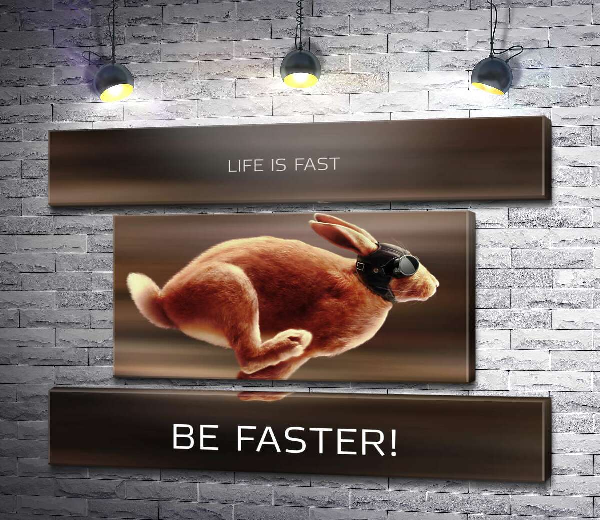 модульная картина Заяц-гонщик - Life is Fast (Модуль №18)