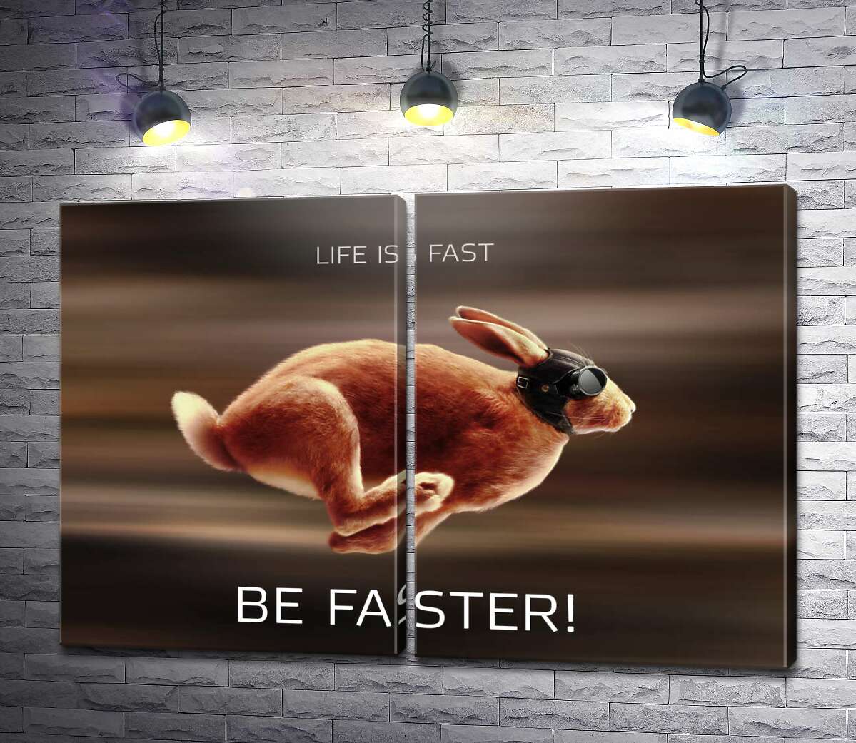 модульна картина Заєць-гонщик - Life is Fast