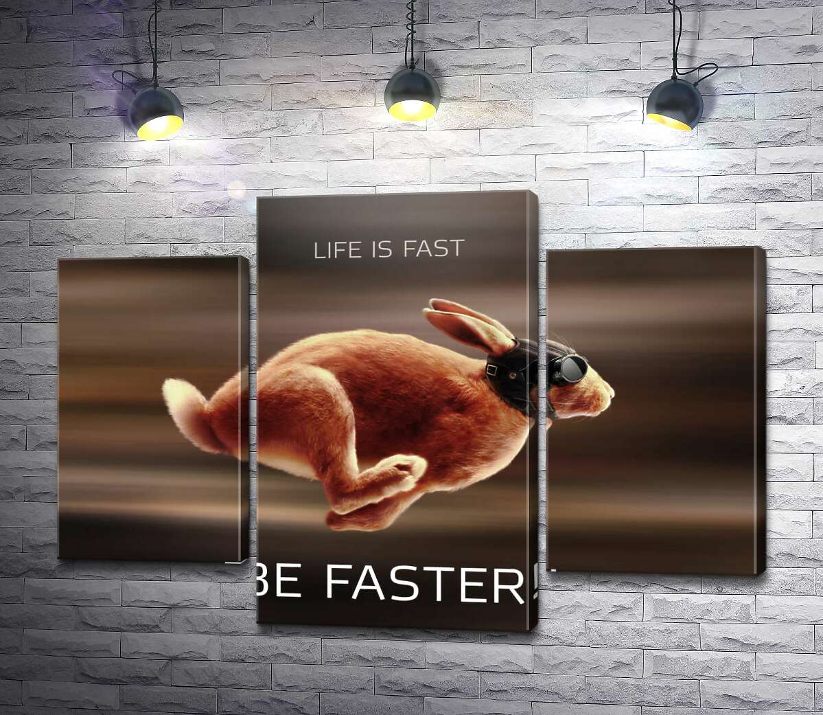 модульная картина Заяц-гонщик - Life is Fast (Модуль №10)