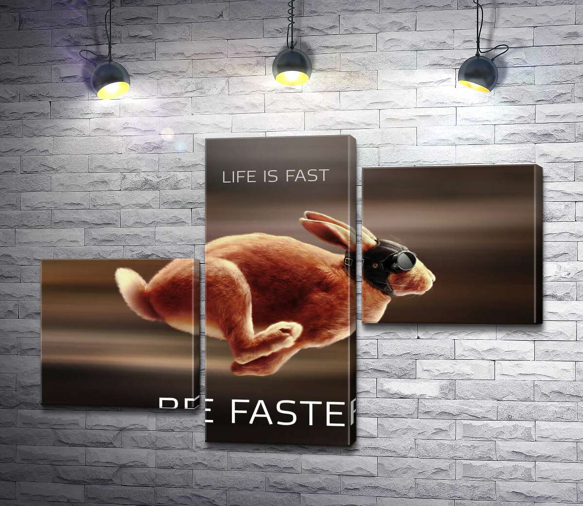 модульная картина Заяц-гонщик - Life is Fast (Модуль №12)