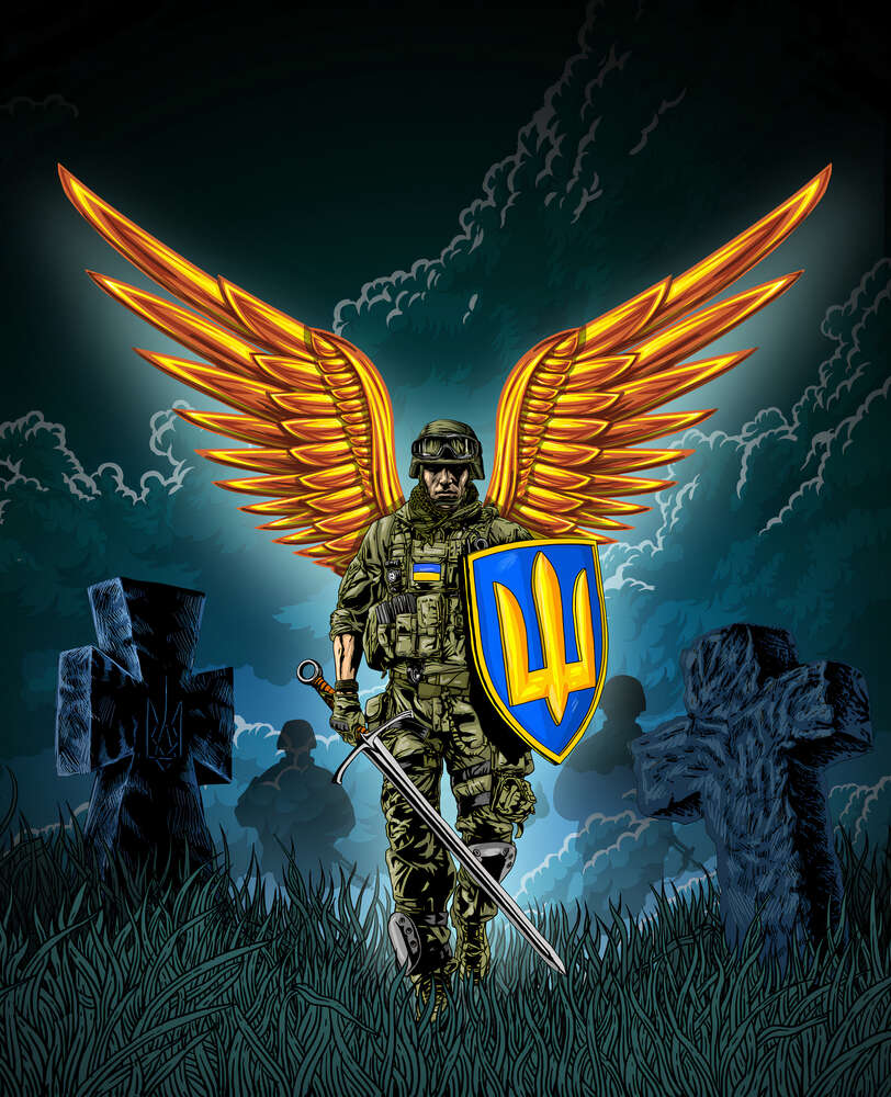 картина-постер Український воїн – ангел-охоронець