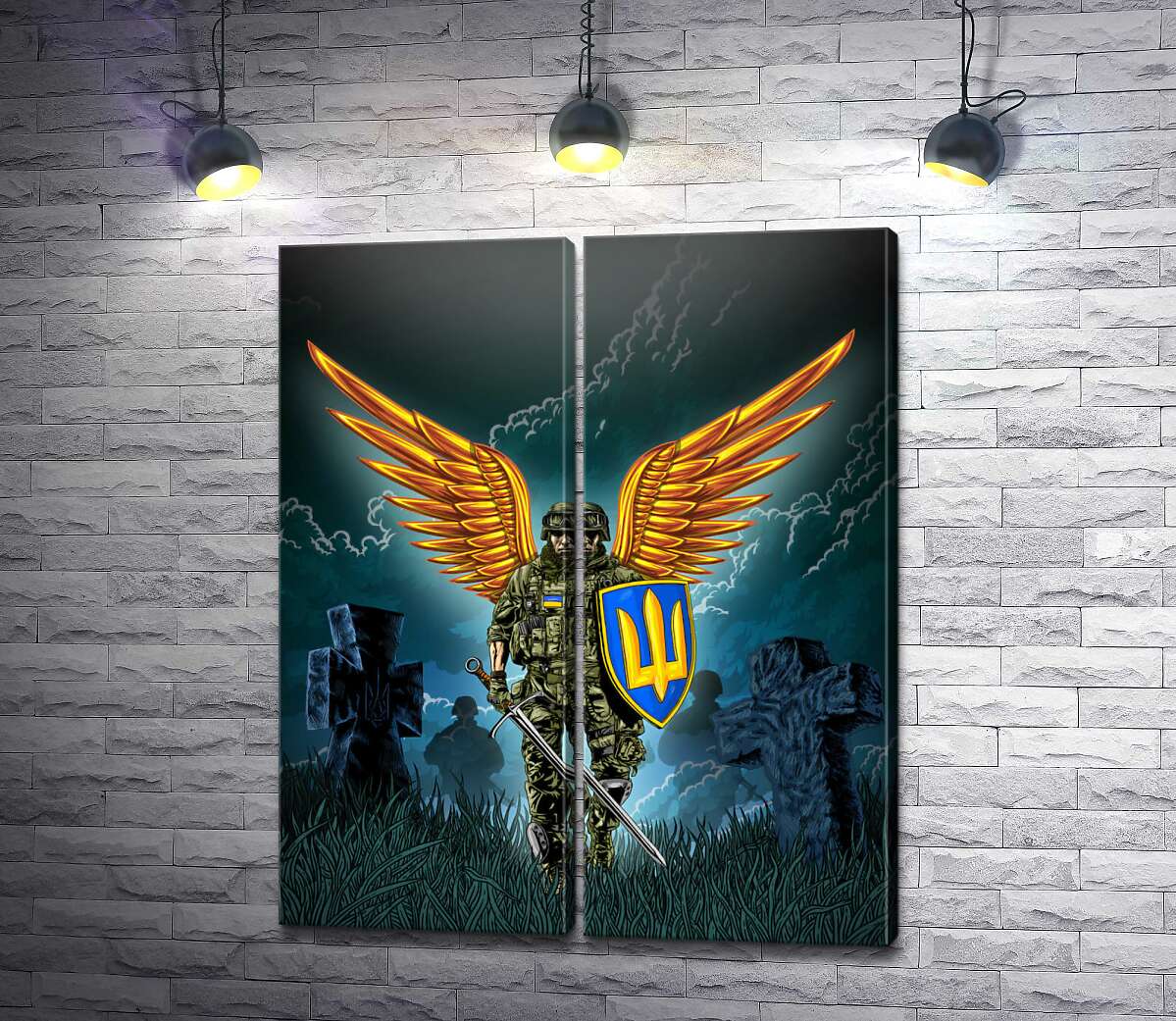 модульная картина Украинский воин - ангел-хранитель