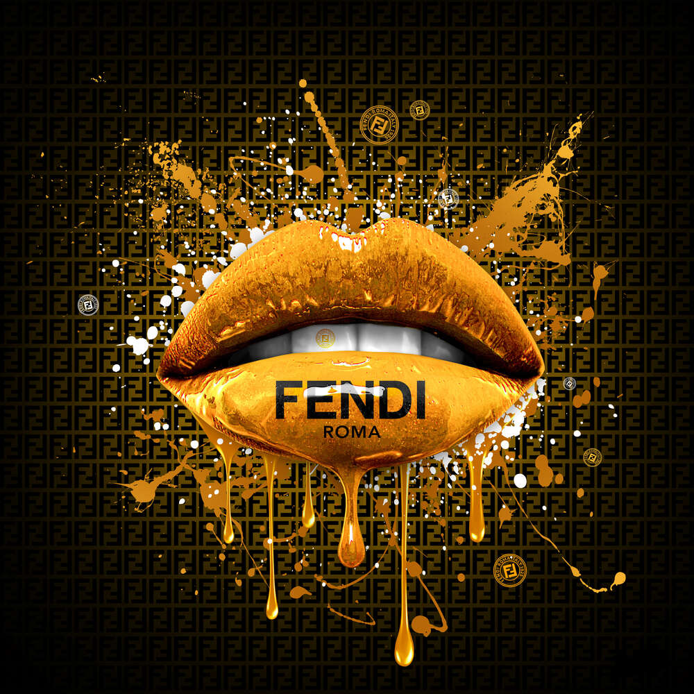 картина-постер Золотисті гламурні губи Fendi