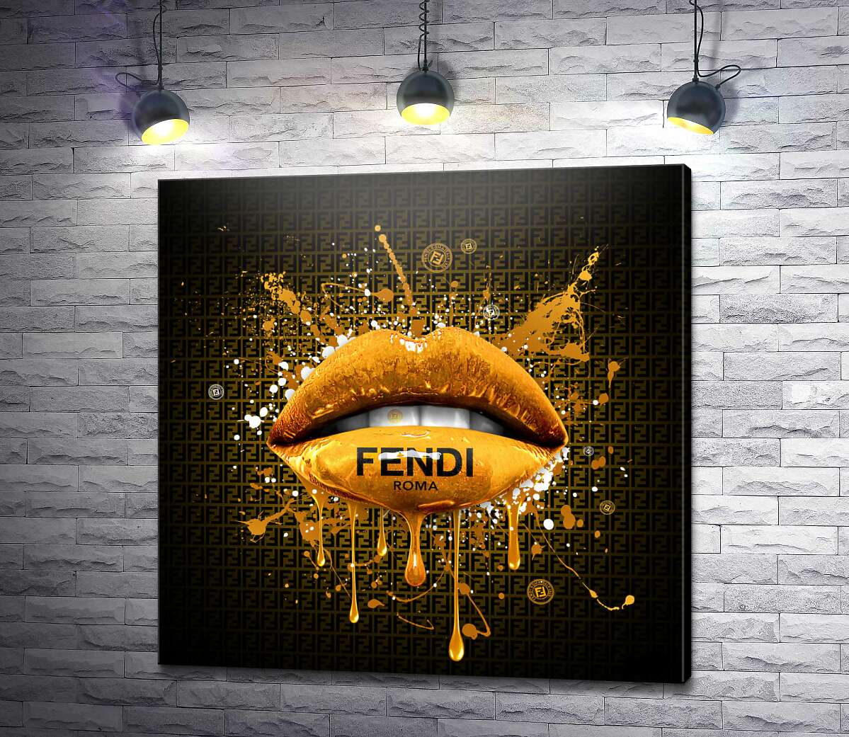 картина Золотистые гламурные губы Fendi