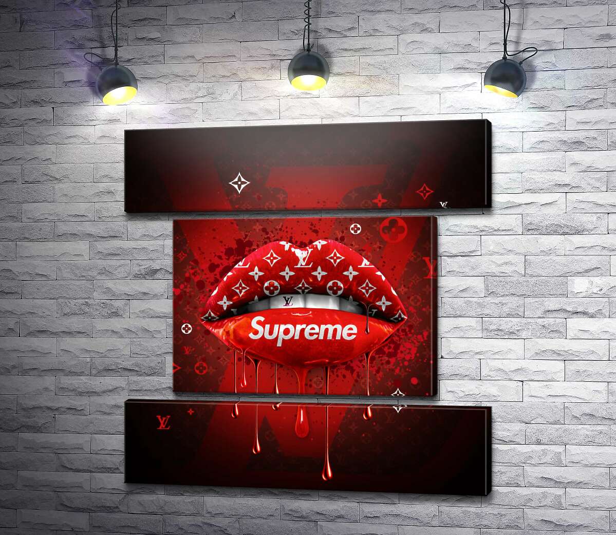 модульная картина Ярко-красные гламурные губы Supreme (Модуль №18)