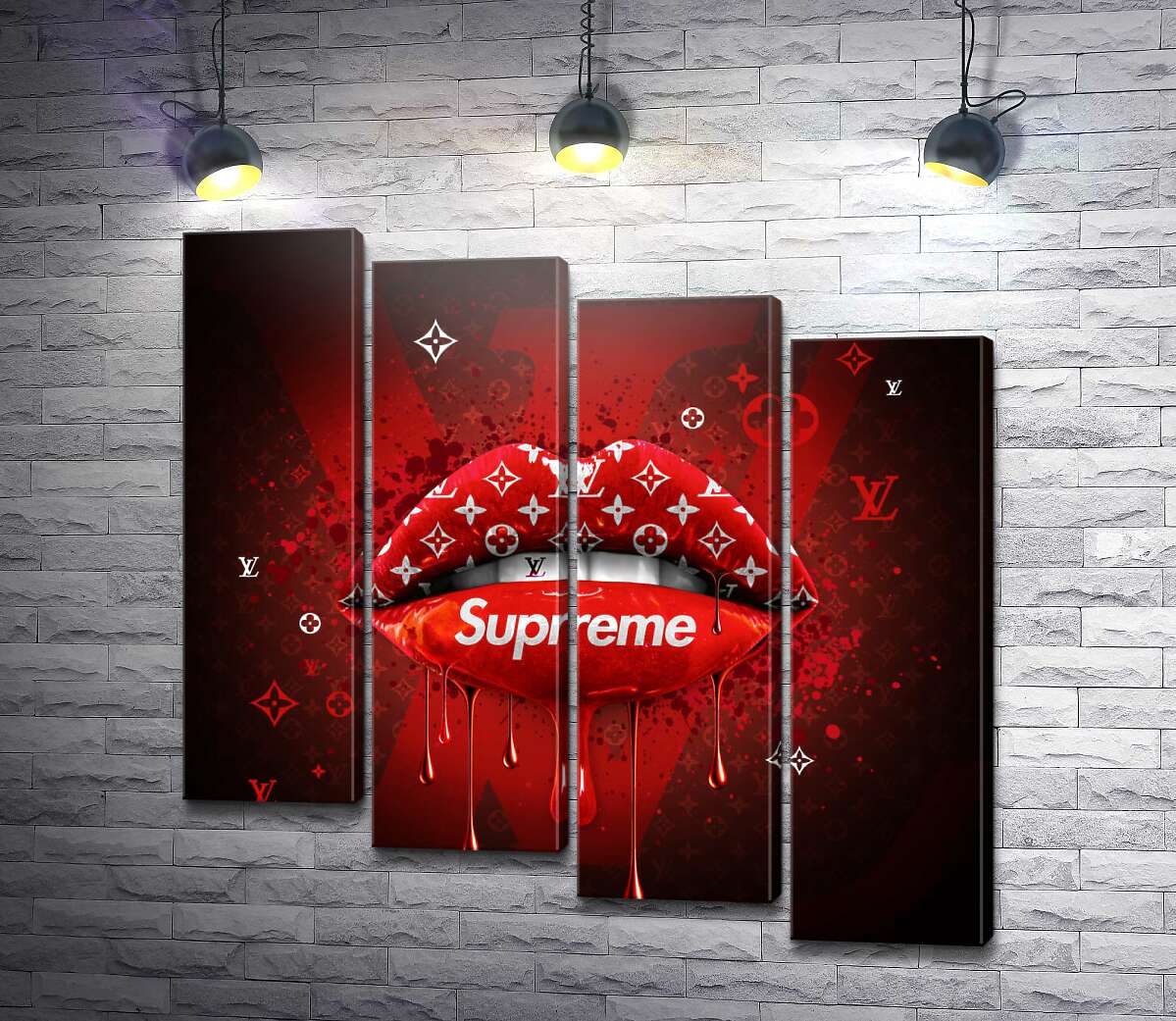 модульная картина Ярко-красные гламурные губы Supreme (Модуль №19)