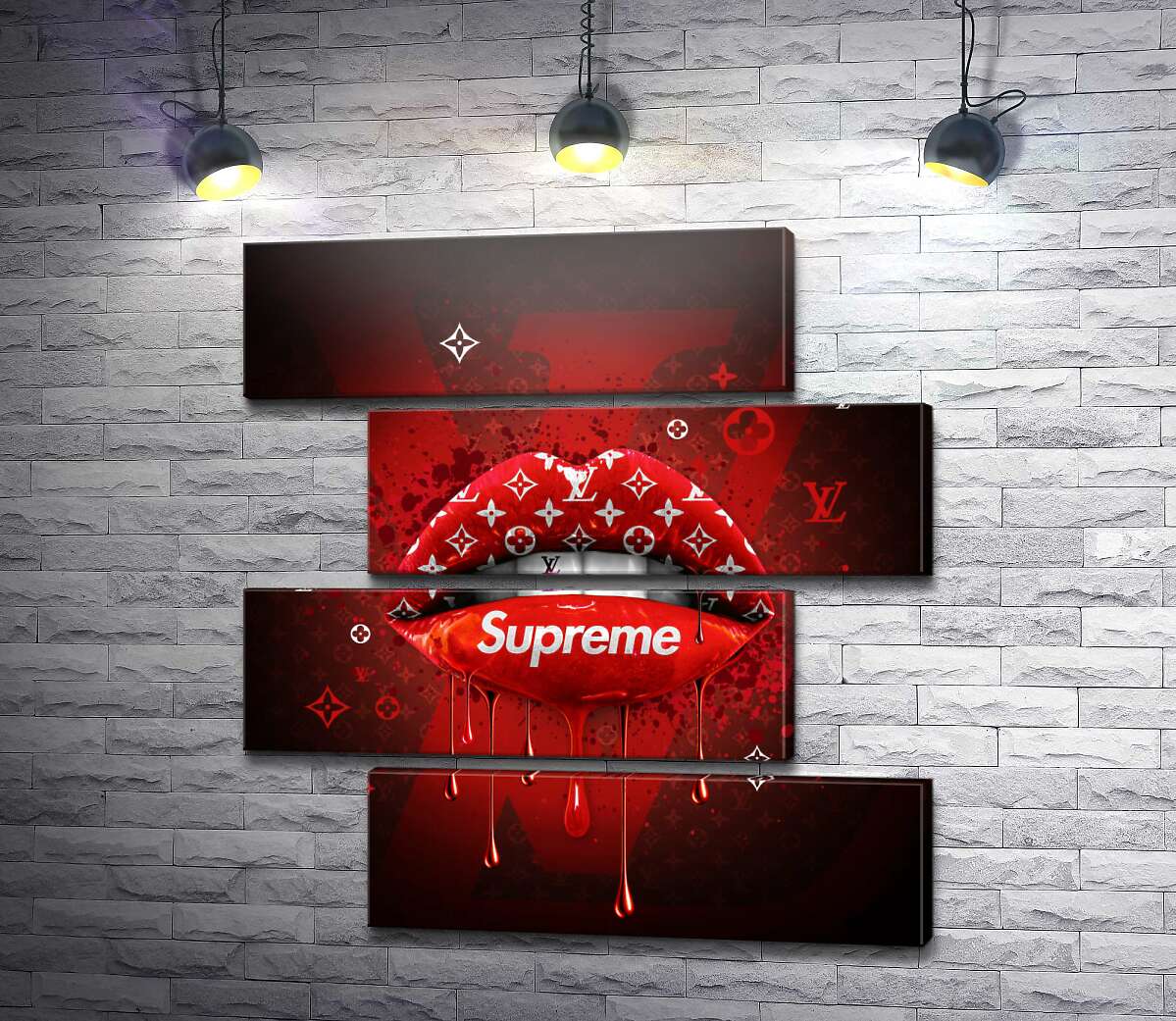 модульна картина Яскраво-червоні губи гламурні Supreme (Модуль №23)