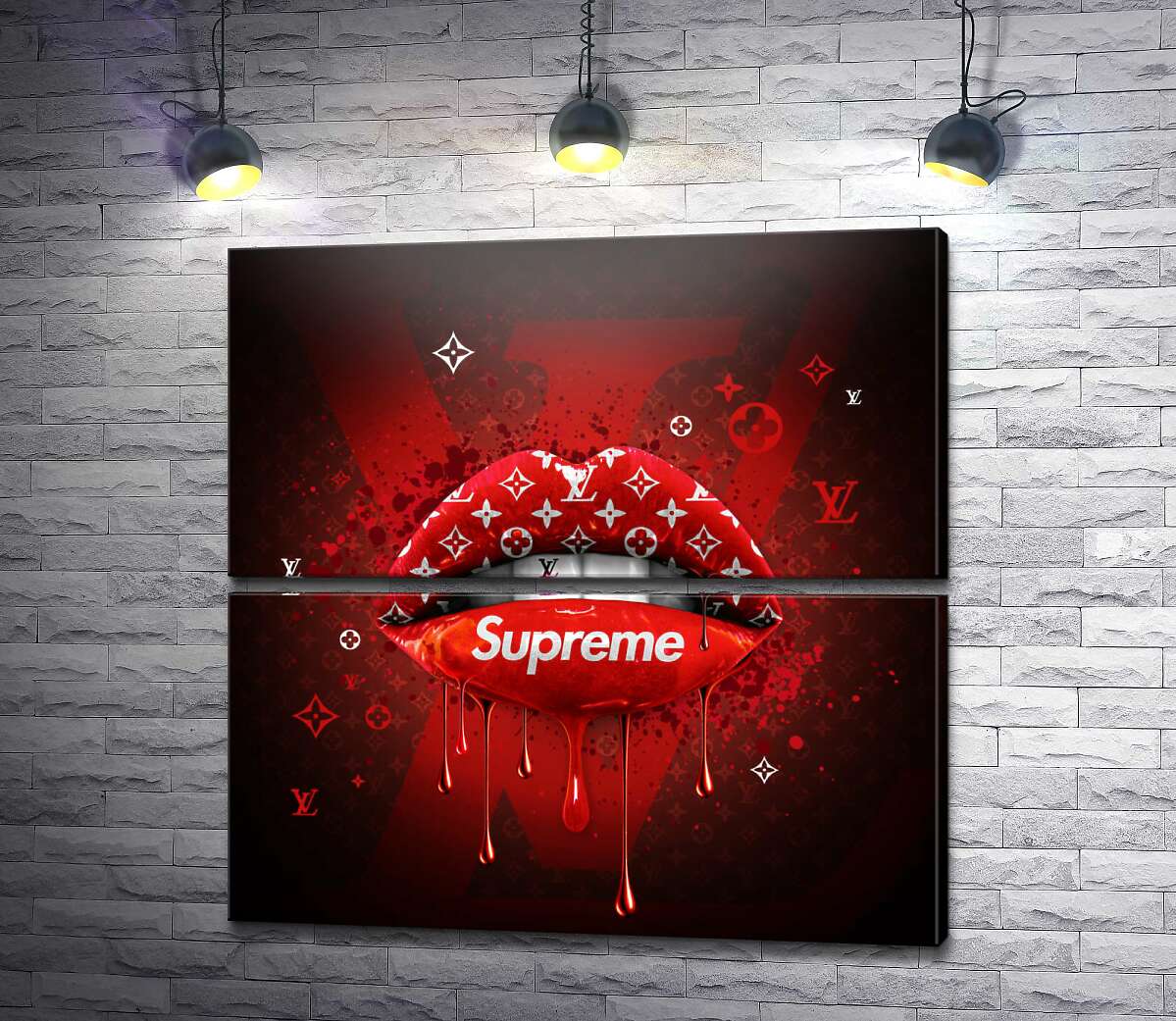 модульная картина Ярко-красные гламурные губы Supreme (Модуль №7)