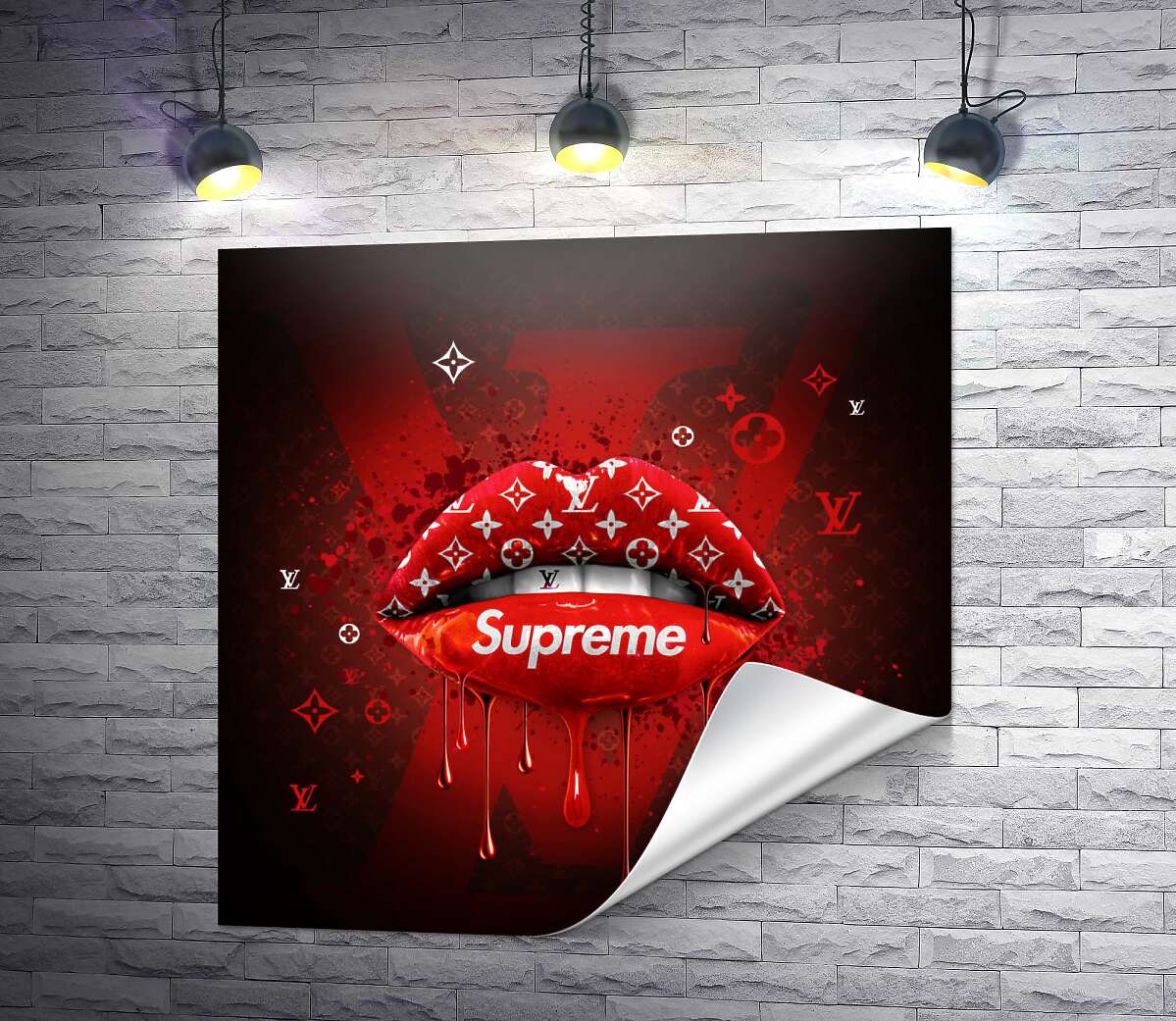 друк Яскраво-червоні губи гламурні Supreme