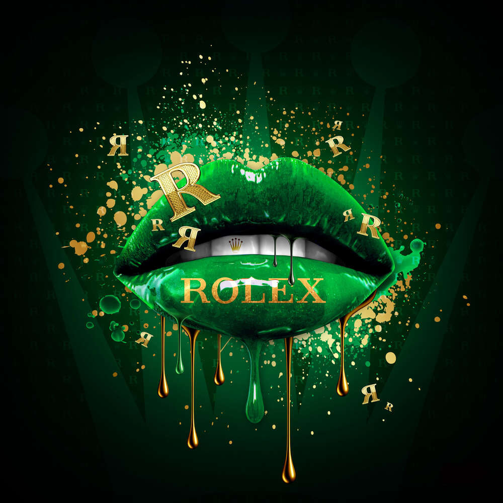 картина-постер Насичено-зелені гламурні губи Rolex