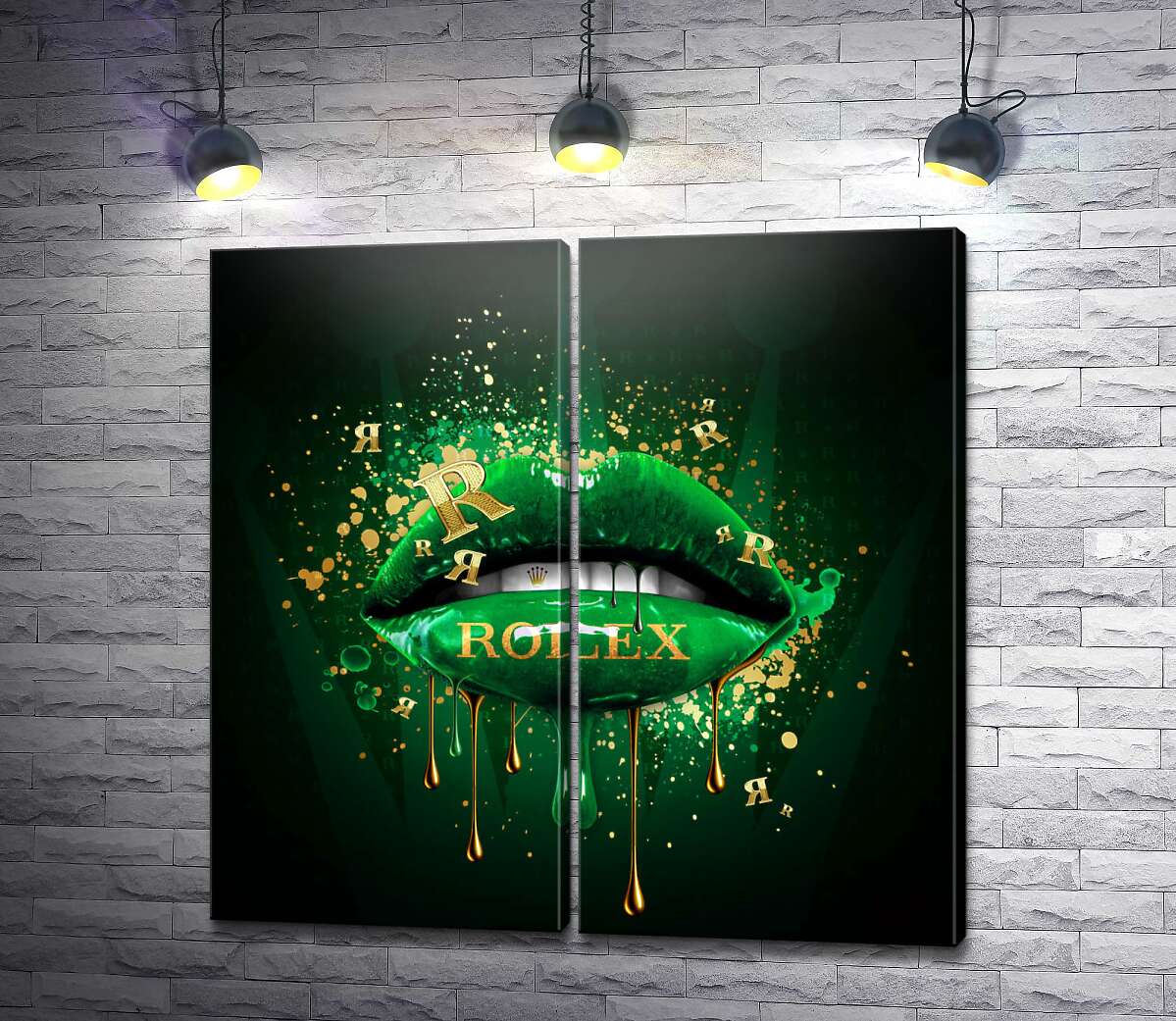 модульная картина Насыщенно-зеленые гламурные губы Rolex