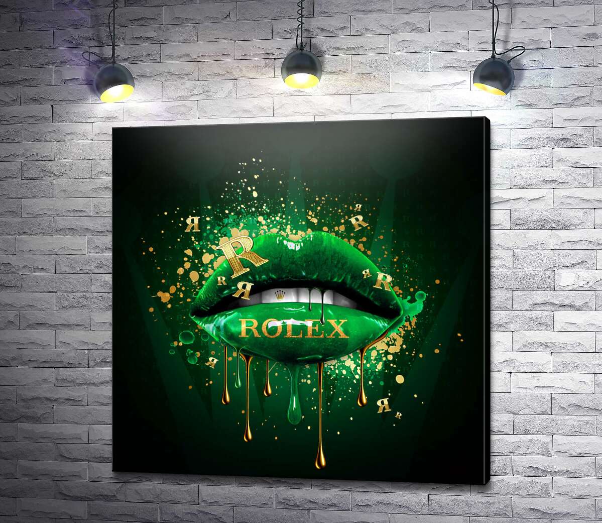 картина Насыщенно-зеленые гламурные губы Rolex
