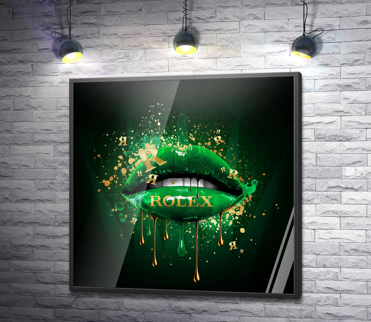 постер Насичено-зелені гламурні губи Rolex