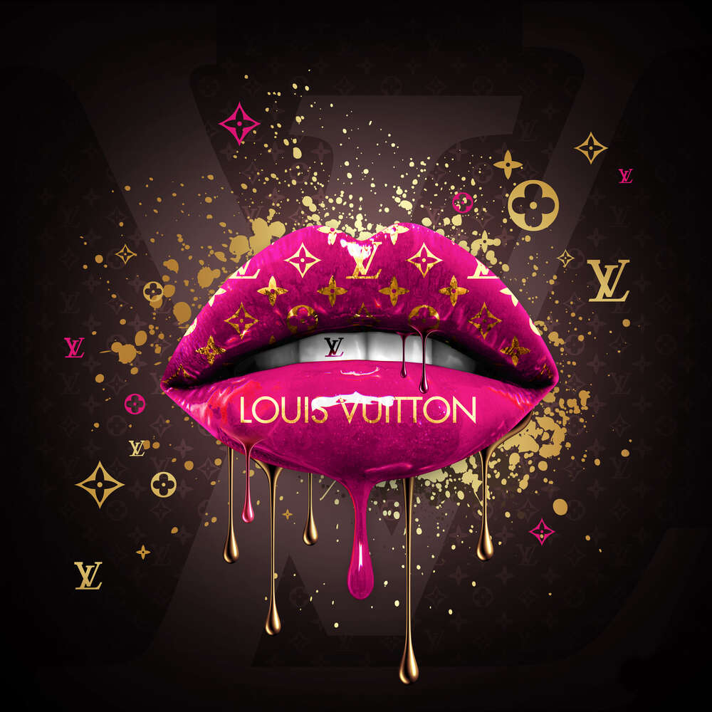 картина-постер Ярко-розовые гламурные губы Louis Vuitton