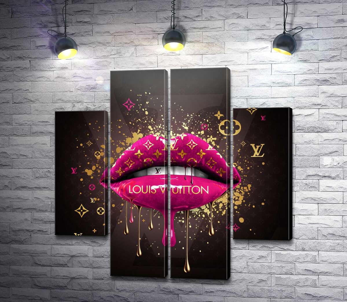 модульна картина Яскраво-рожеві гламурні губи Louis Vuitton (Модуль №20)