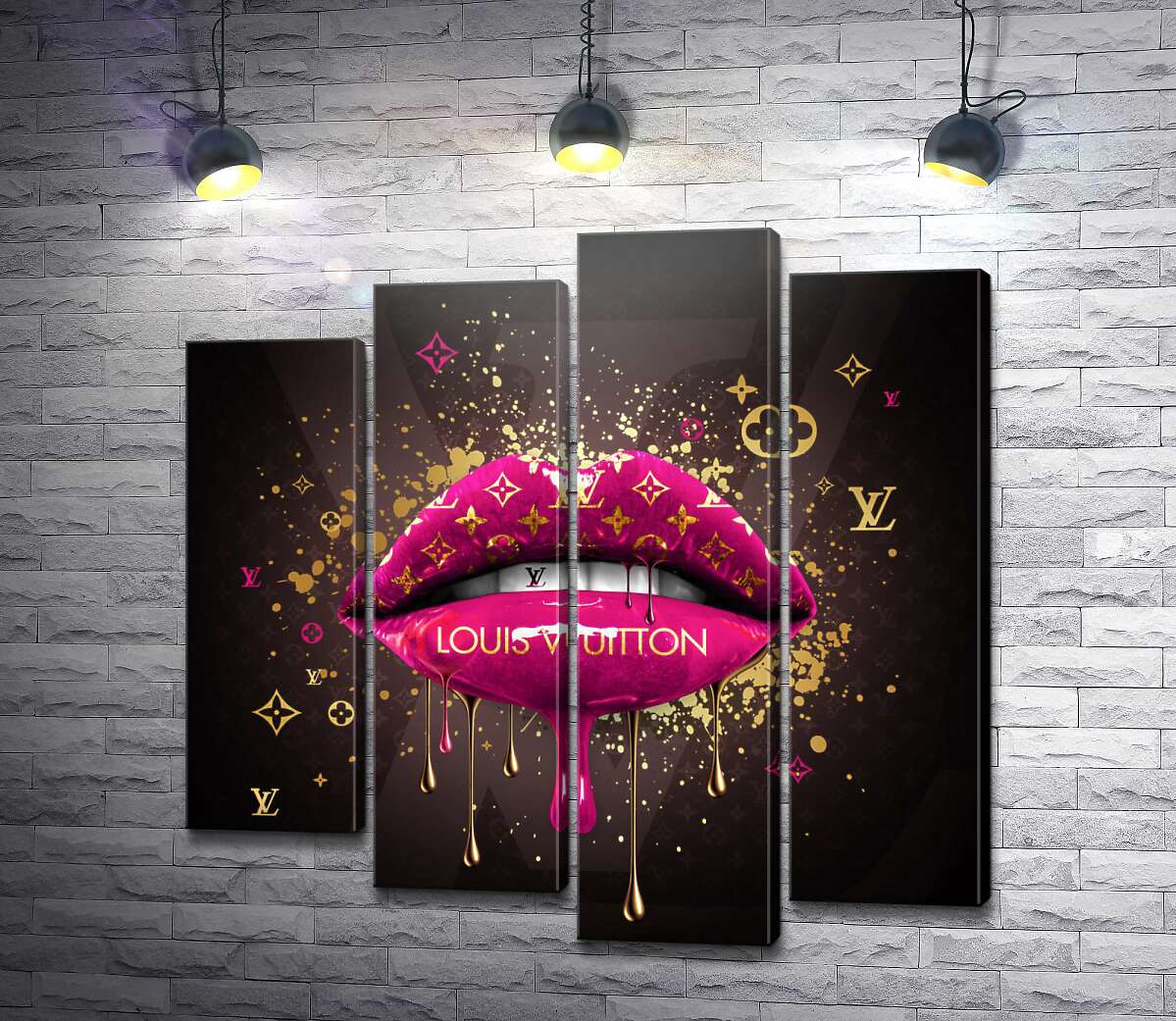 модульна картина Яскраво-рожеві гламурні губи Louis Vuitton (Модуль №3)