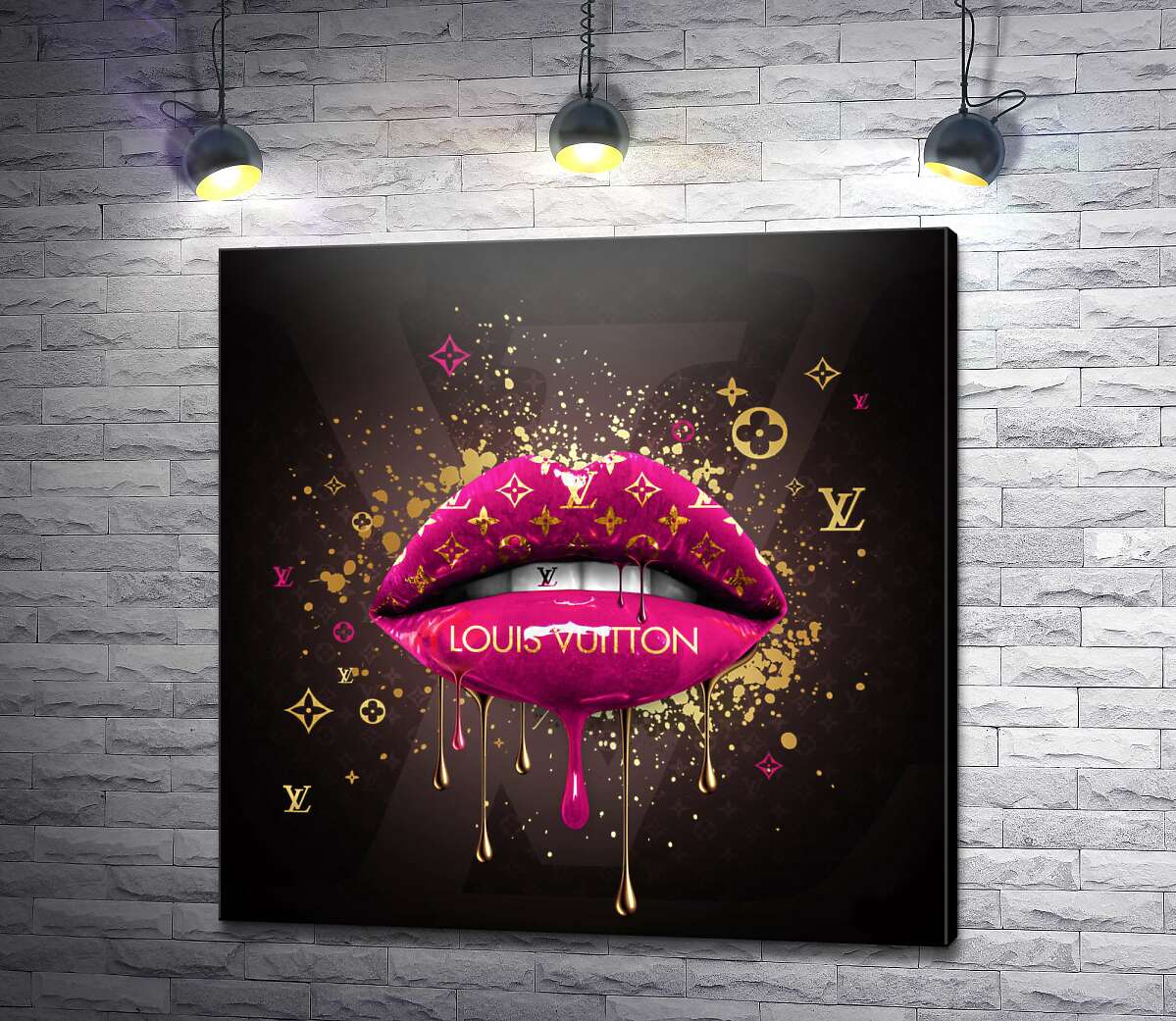 картина Ярко-розовые гламурные губы Louis Vuitton