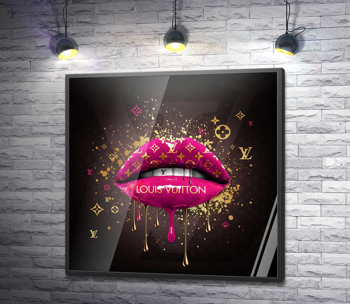 постер Ярко-розовые гламурные губы Louis Vuitton