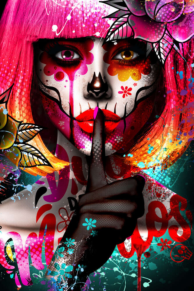 картина-постер Дівчина у вигляді Santa Muerte