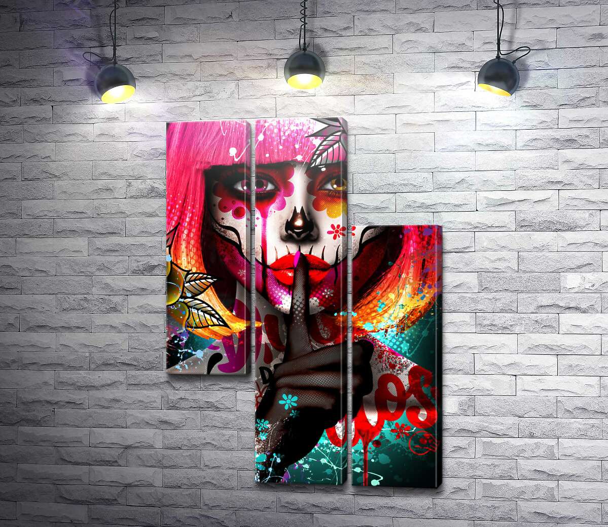 модульна картина Дівчина у вигляді Santa Muerte (Модуль №13)