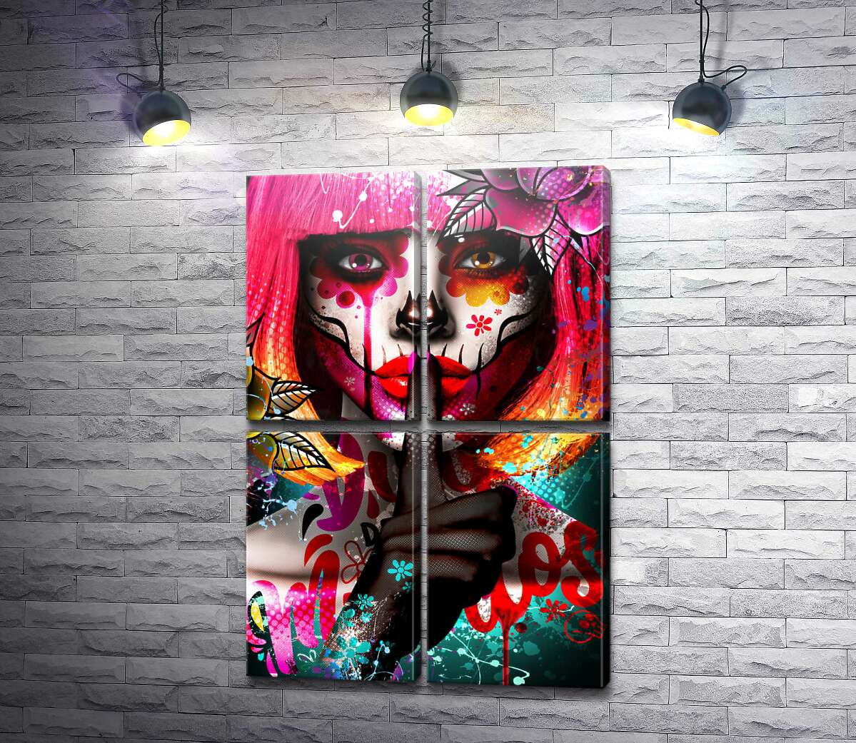 модульная картина Девушка в образе Santa Muerte (Модуль №25)