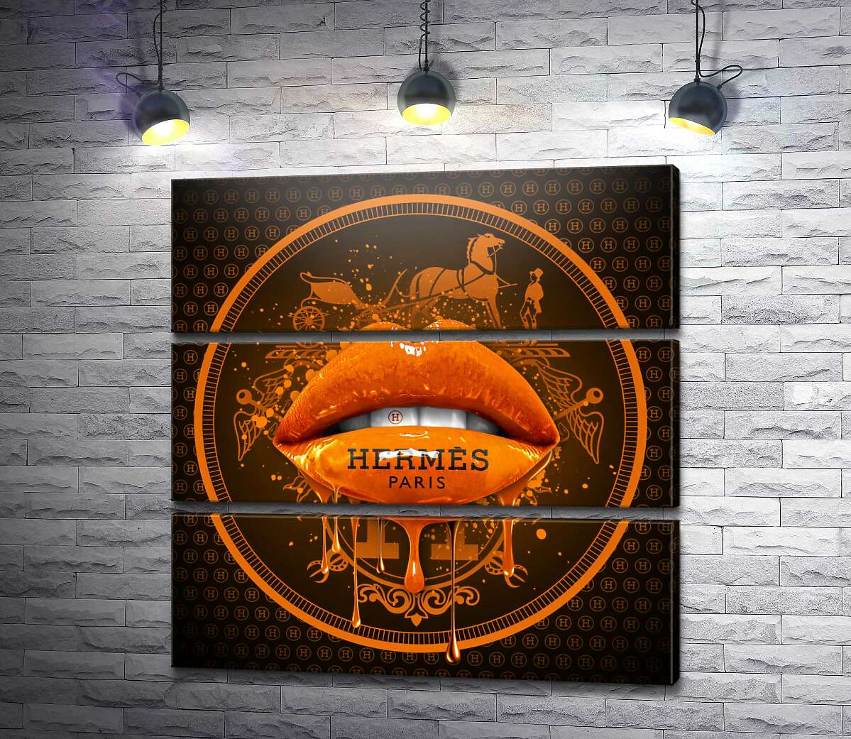 модульна картина Помаранчеві гламурні губи Hermes (Модуль №15)