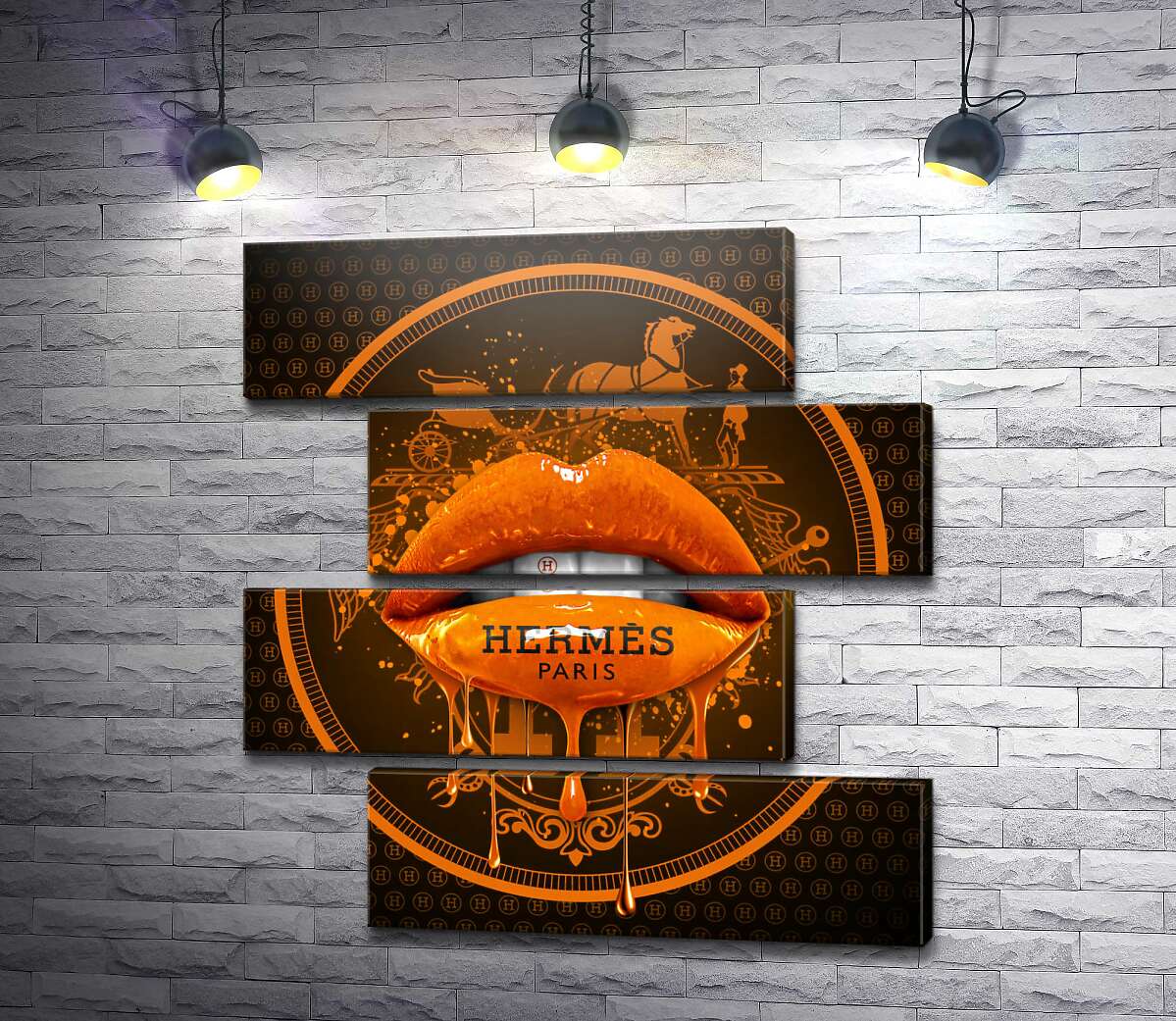 модульна картина Помаранчеві гламурні губи Hermes (Модуль №23)