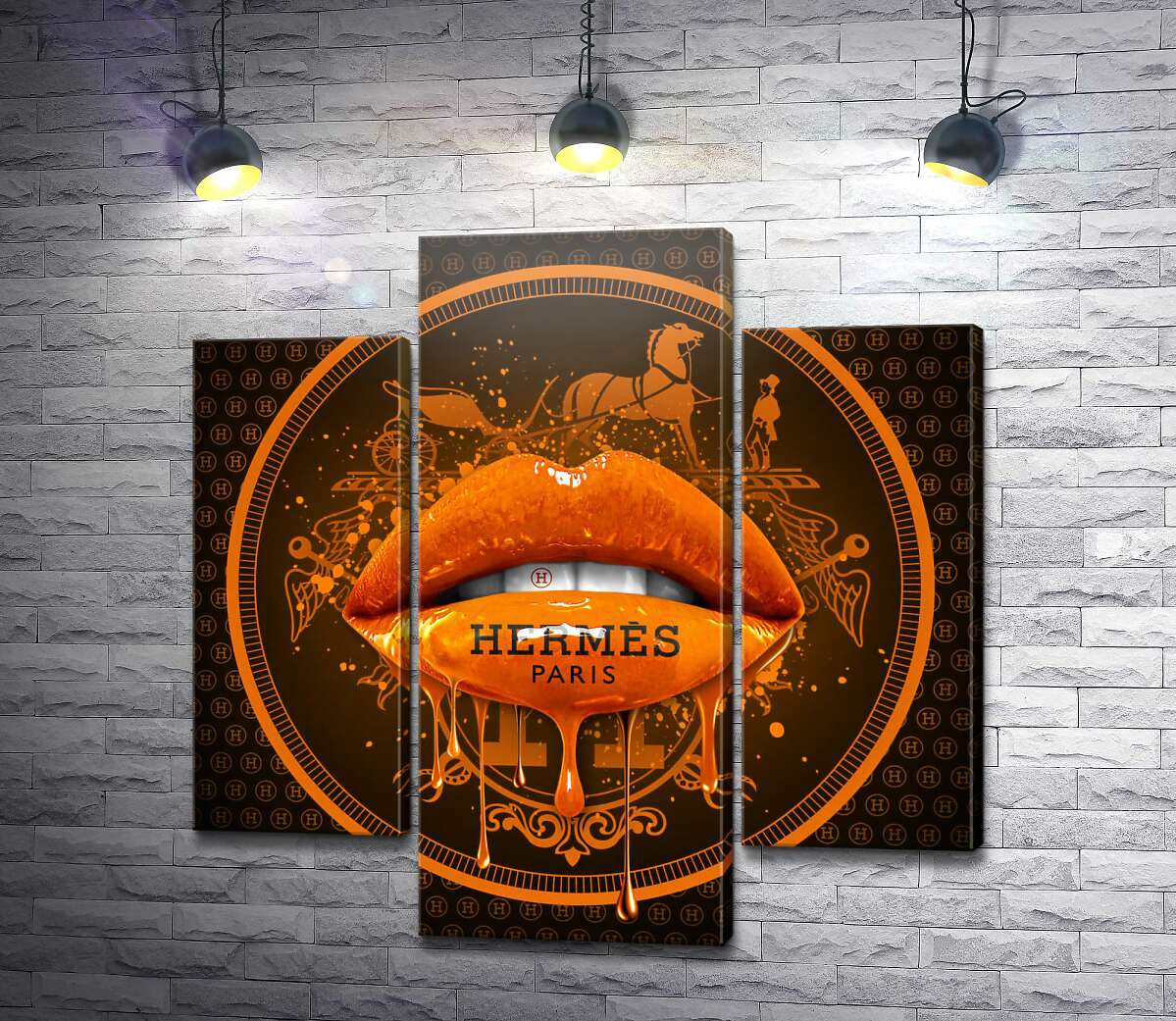 модульна картина Помаранчеві гламурні губи Hermes (Модуль №10)