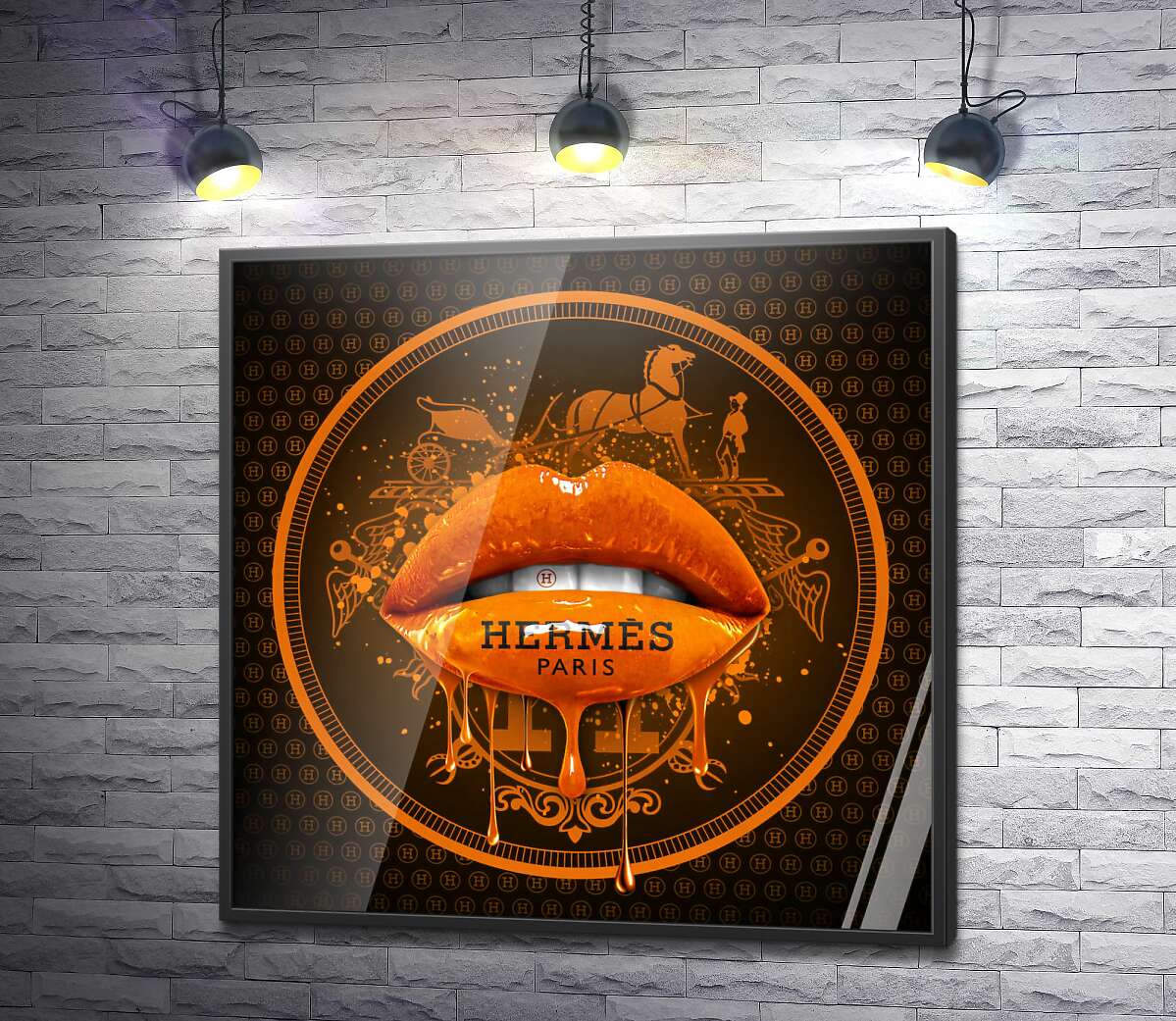 постер Оранжевые гламурные губы Hermes