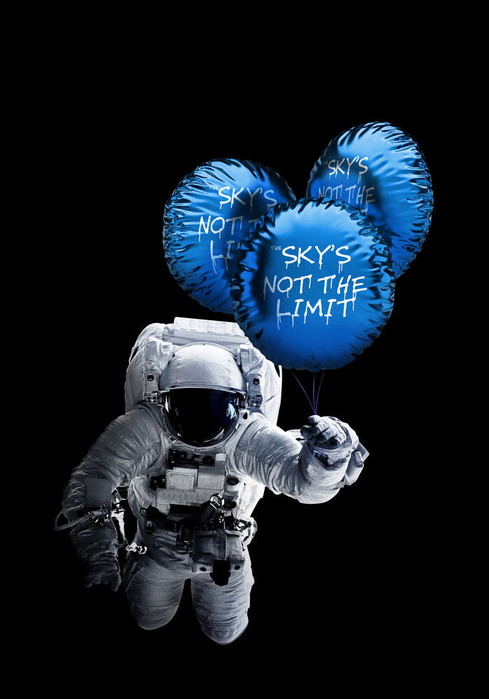 картина-постер Космонавт із кулями - Sky is not the limit