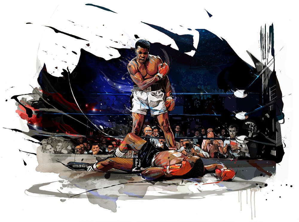 картина-постер Победный бой Моххамед Али с Сонни Листоном