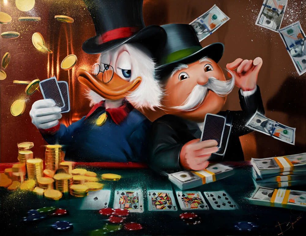 картина-постер Скрудж Макдак та дядечко Пеннібегс грають у казино