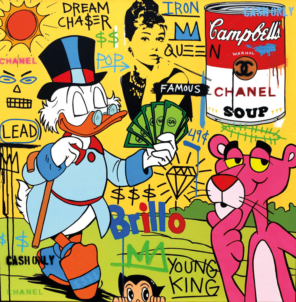 картина-постер Скрудж та Рожева пантера у грошовому поп-арт міксі
