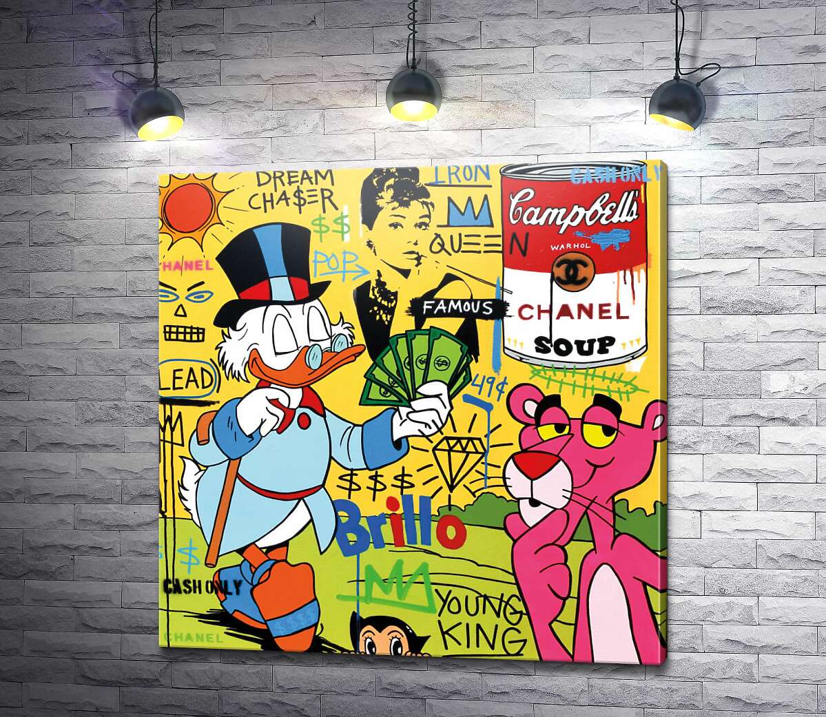 картина Скрудж та Рожева пантера у грошовому поп-арт міксі