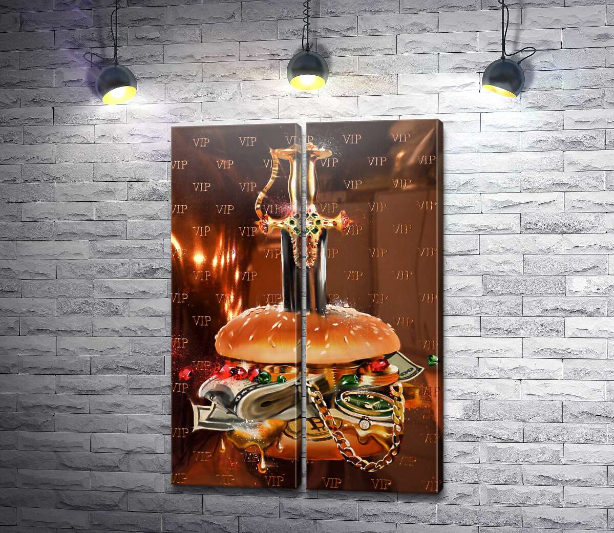 модульна картина Бургер із коштовностями