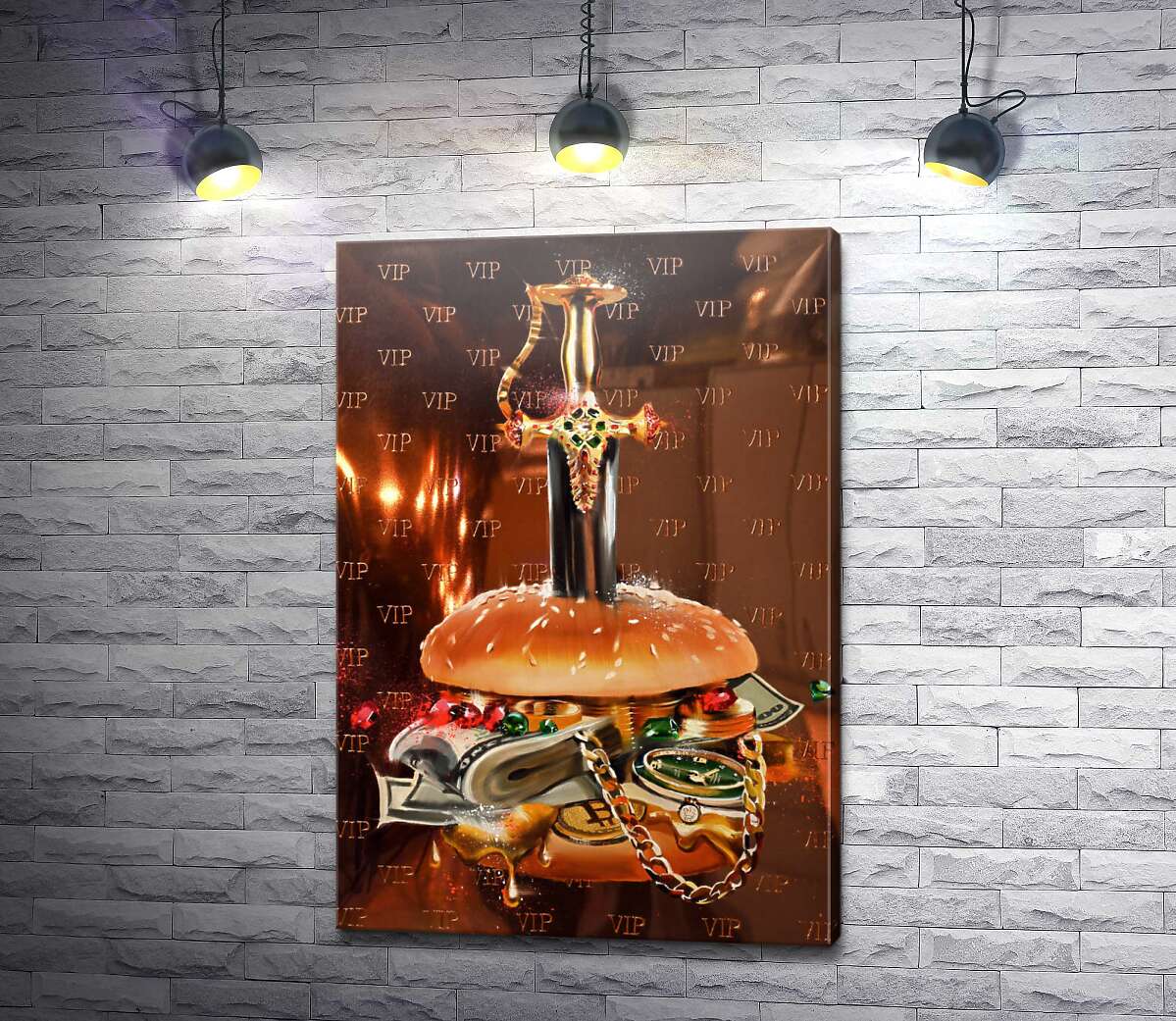 картина Бургер із коштовностями