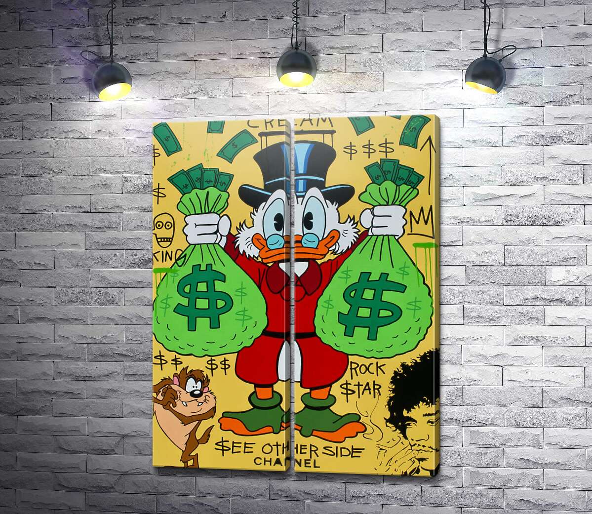 модульна картина Скрудж та мішки з монетами