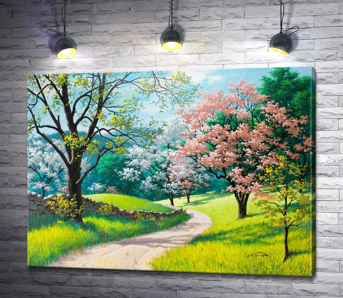 картина Стежка у квітучому весняному саду