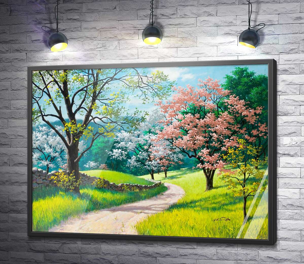 постер Тропинка в цветущем весеннем саду