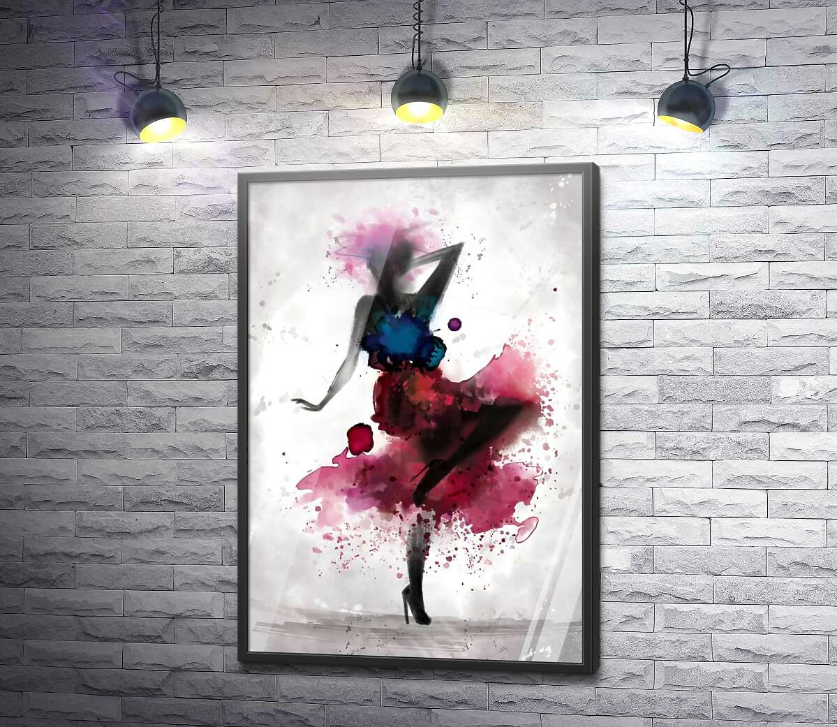 постер Образ дівчини в акварельних фарбах малинових тонів