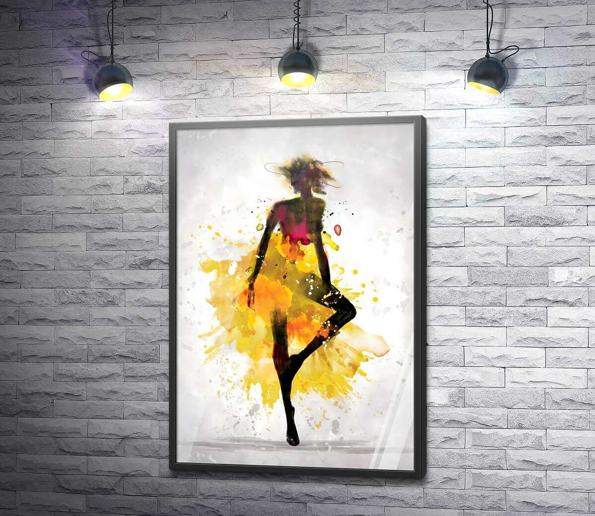 постер Образ дівчини в акварельних фарбах жовтих тонів