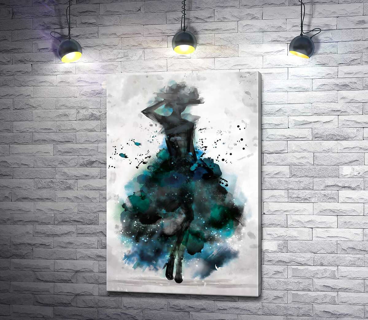 картина Образ дівчини в акварельних фарбах бірюзових тонів