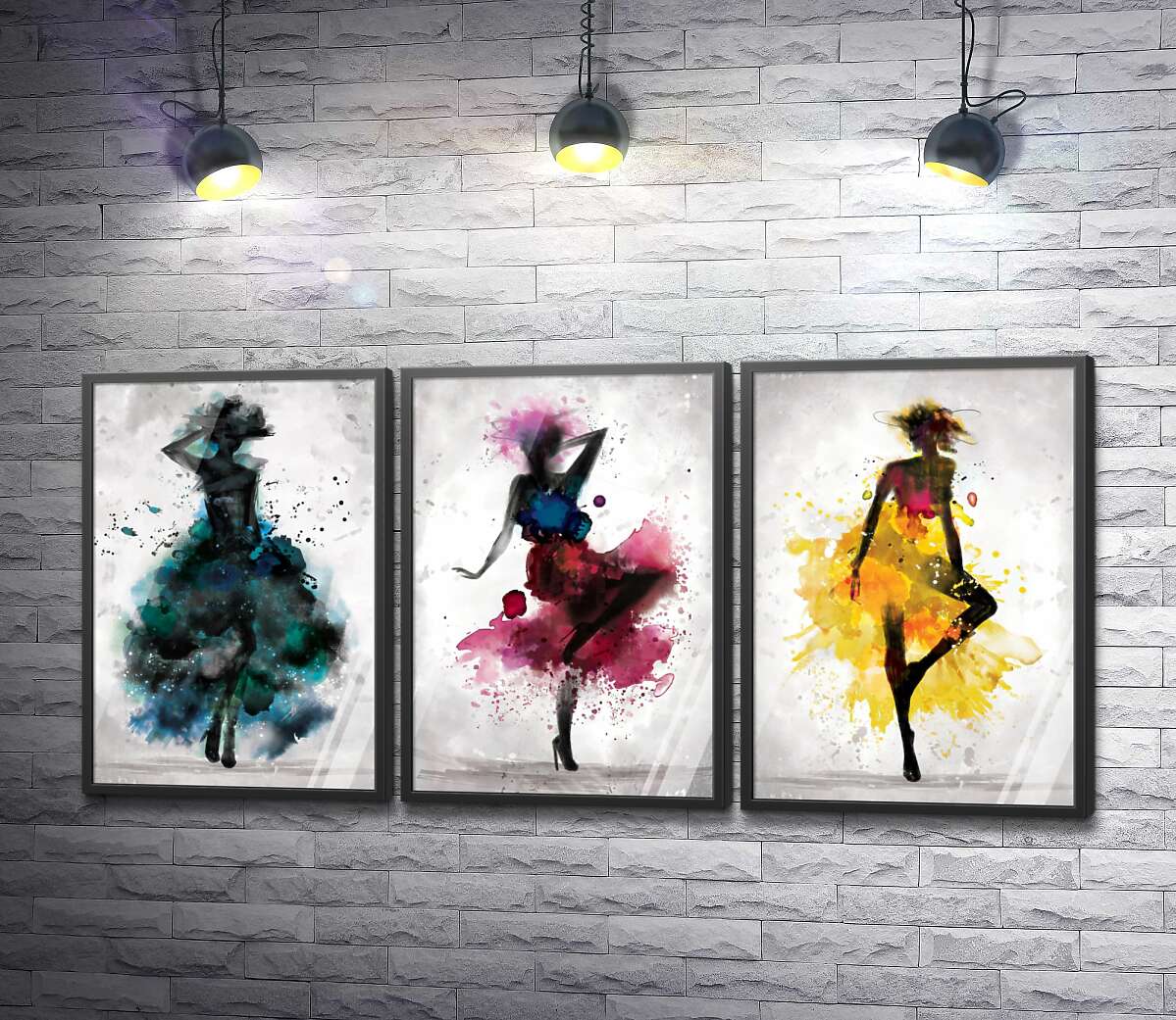 постер-коллаж Акварельные образы абстрактных девушек