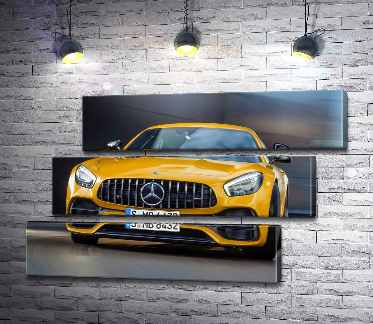 модульна картина Золотий автомобіль Mercedes-Benz AMG GT S 2018 (Модуль №17)