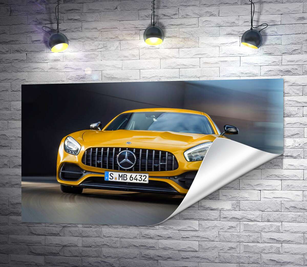 печать Золотой автомобиль Mercedes-Benz AMG GT S 2018