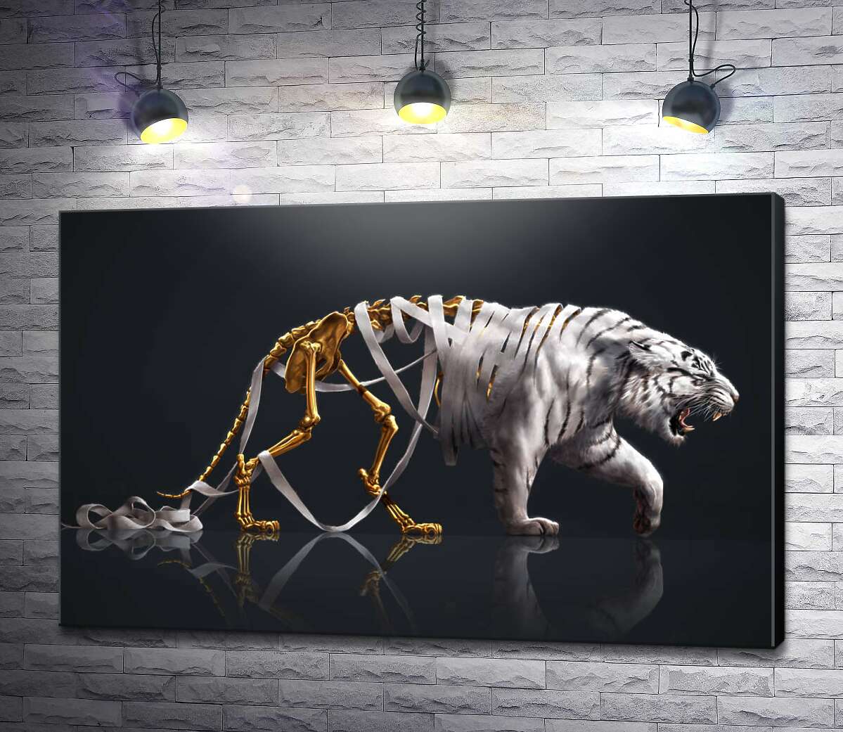 картина Золотий скелет у шкірі білого тигра