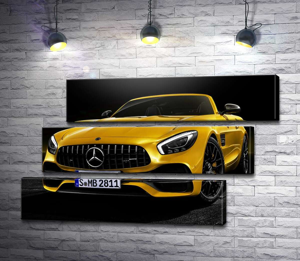 модульна картина Кабріолет Mercedes AMG GT S Roadster сяє золотом (Модуль №17)
