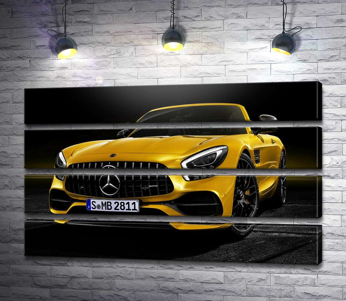модульна картина Кабріолет Mercedes AMG GT S Roadster сяє золотом (Модуль №22)